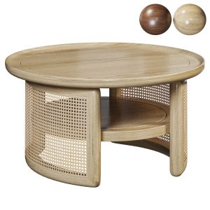 Wood Coffee Table With Rattan Base By Homary