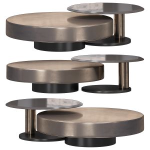 Modern Gold Black 2piece Round Nesting Coffee Tabl