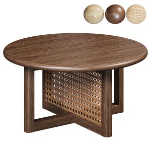 Wood And Rattan Coffee Table In Natural By Homary