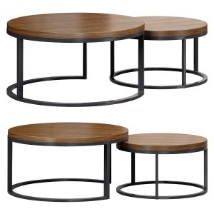 Pieces Modern Walnut Black Round Nesting Coffee Ta