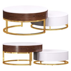 Modern Round Wood Lifttop Nesting Coffee Table By