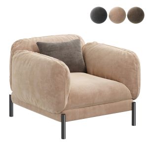 Tarantino Beige Velvet Armchair By Lorenza Bozzoli