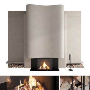 Decorative Wall With Fireplace Set 59