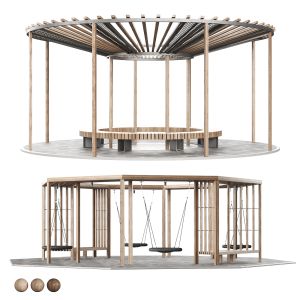 Set Of Pergolas (gazebos, Canopies) With Swings