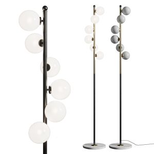 Modern White Globe Glass 6-light Floor Lamp With R