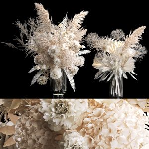 Solemn Bouquet Of Dried Flowers Vase Pampas Branch