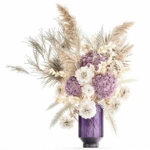 Bouquet Of Dried Flowers Vase Hydrangea Pampas