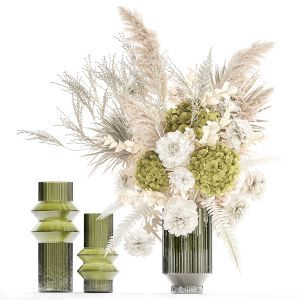 Bouquet Of Dried Flowers Pampas Hydrangea Branches